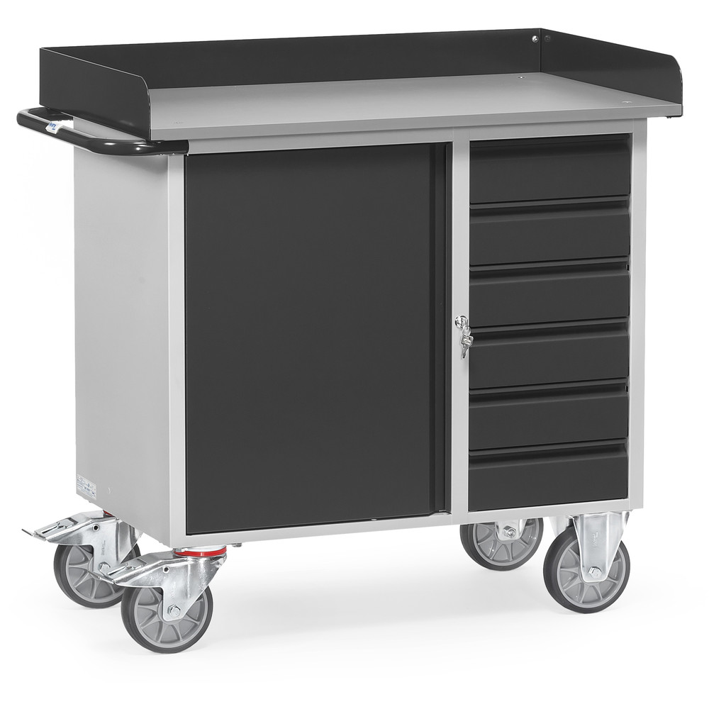fetra® Servante d'atelier Gamme en gris 12450-7016 avec rebord