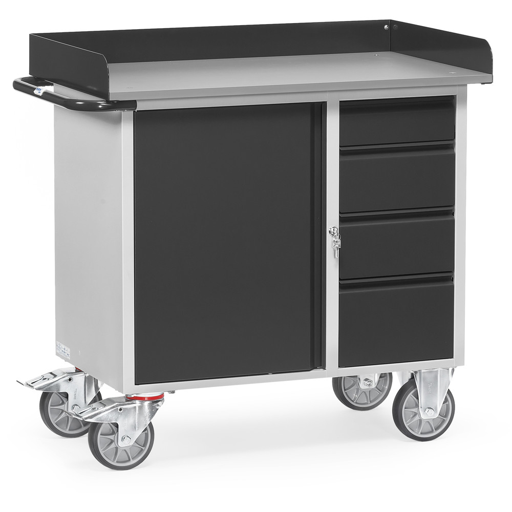 fetra® Servante d'atelier Gamme en gris 12452-7016 avec rebord
