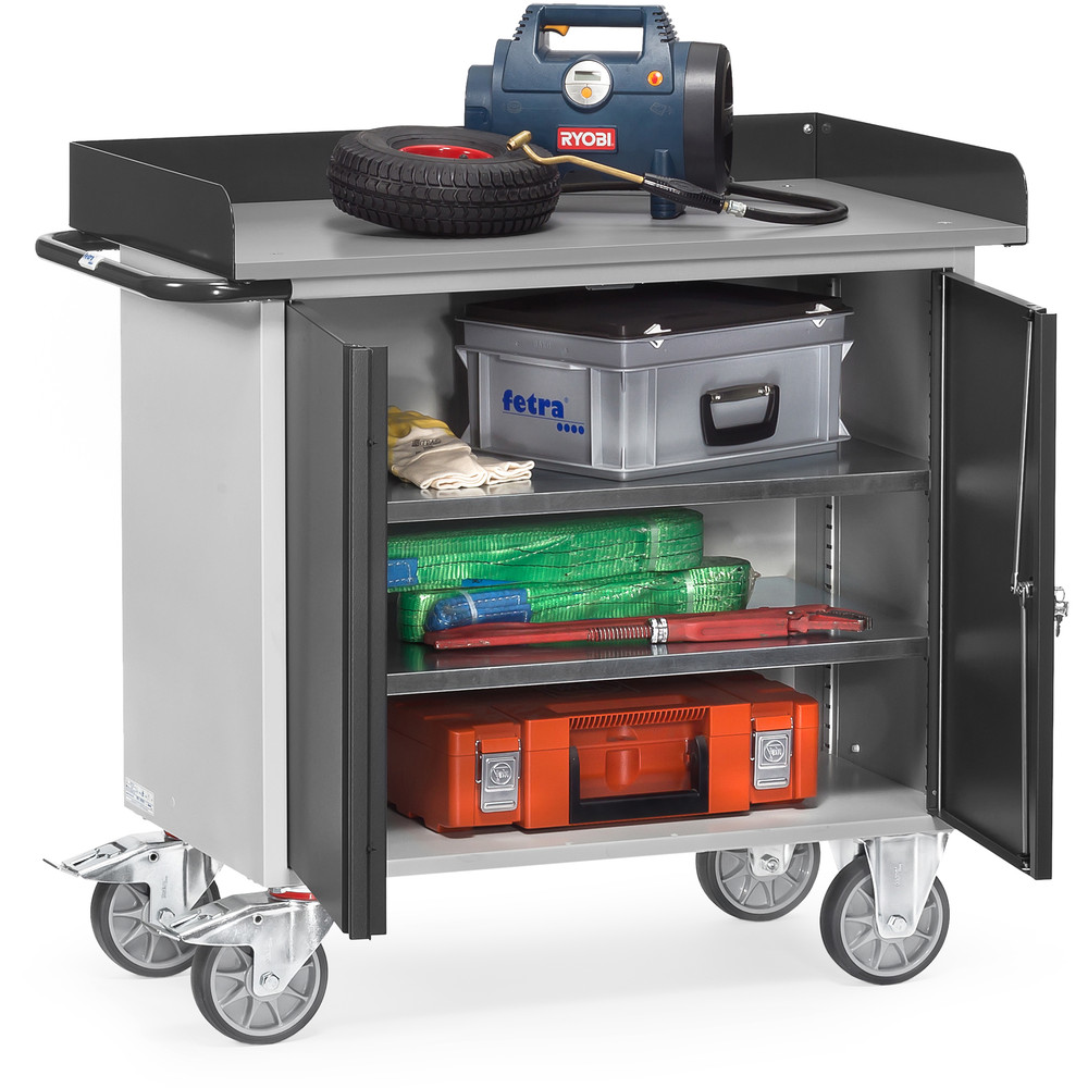 fetra® Servante d'atelier Gamme en gris 12456-7016 avec rebord