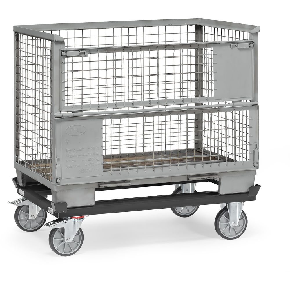 fetra® Rouleur de palettes 22801-7016 Gamme en gris - 1.200 x 800 mm