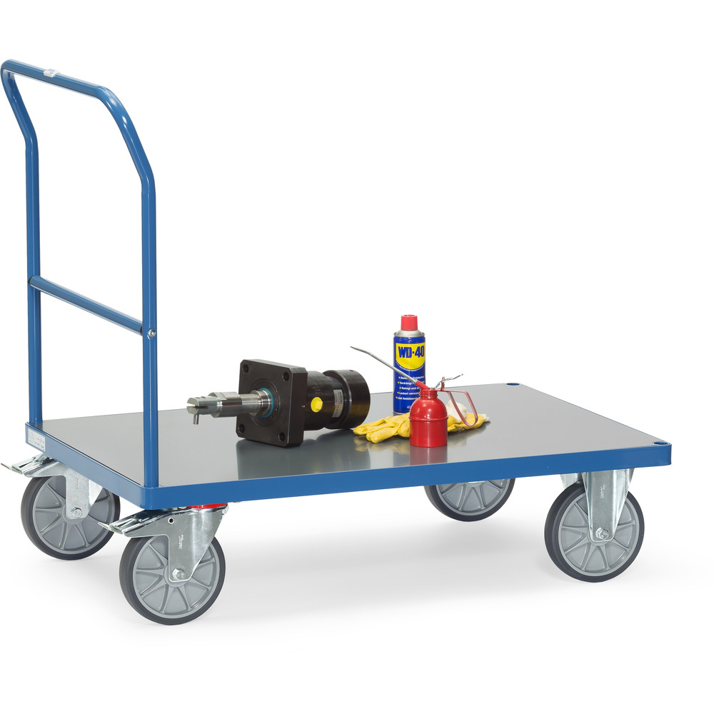 fetra® Chariot à dossier de poussée 25031433 avec plateau en PVC dur