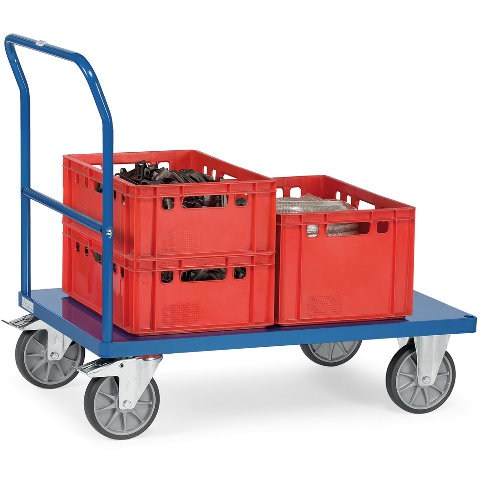 fetra® Chariot à dossier de poussée 2502B avec plateau en tôle d'acier