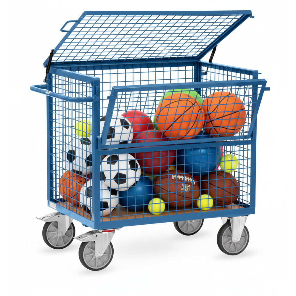 fetra® Chariot caisse en treillis avec couvercle 2763