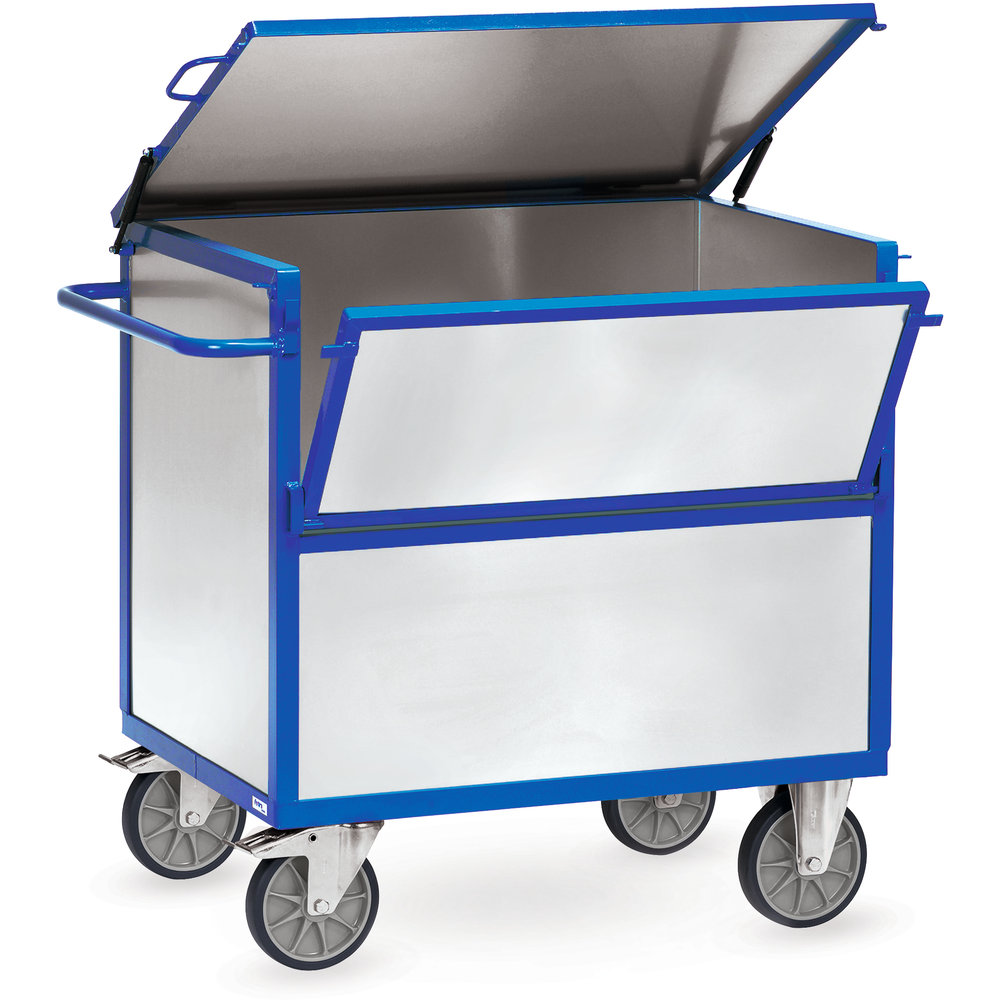 fetra® Chariot caisse en tôle avec couvercle 2833