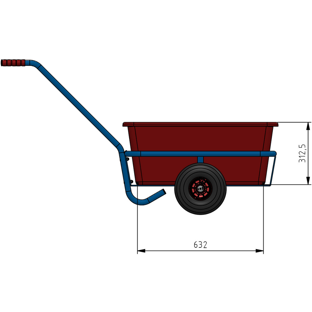 fetra® Char à bras léger 4101P - 1-essieu
