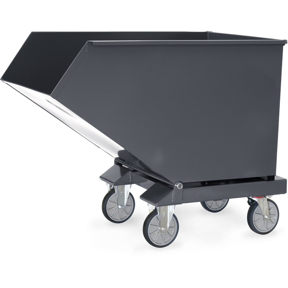 fetra® Chariot benne basculante 4703-7016 | Chariot à copeaux gris anthracite