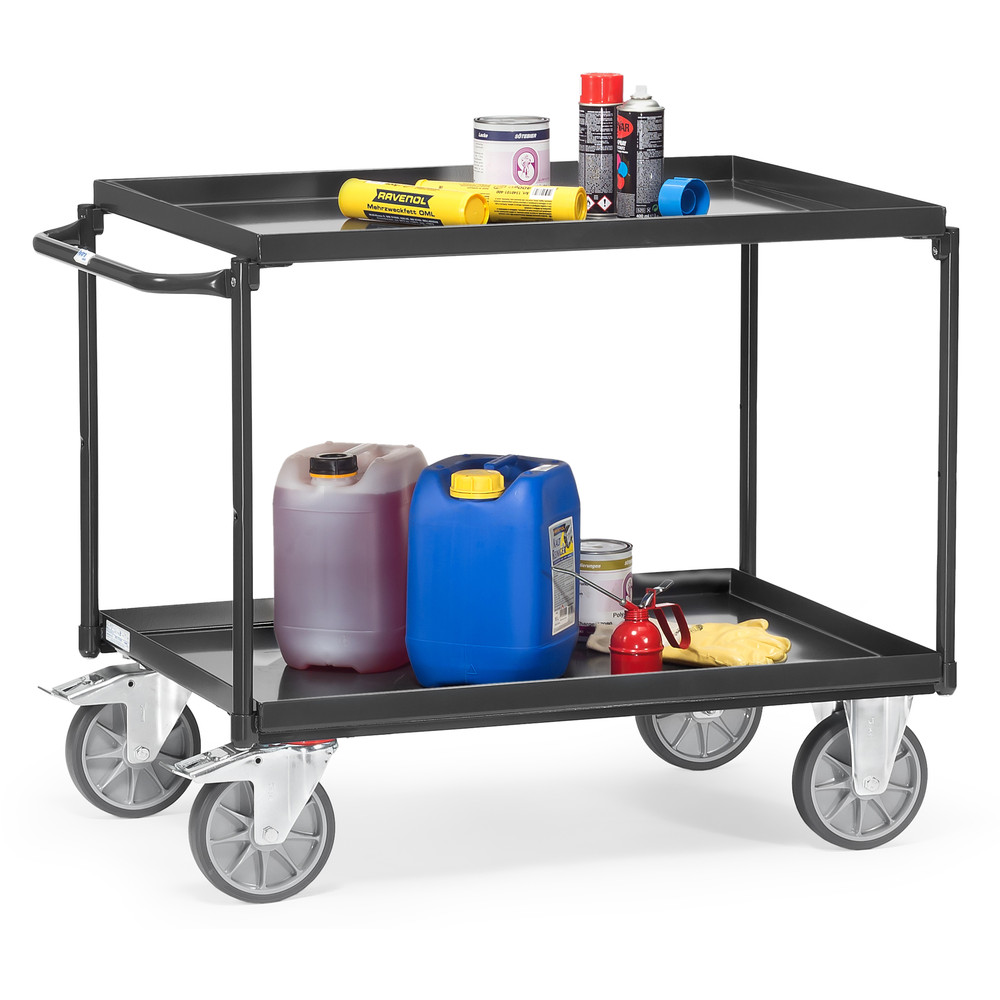 fetra® Chariot à plateaux tôlés avec rebord 4820-7016