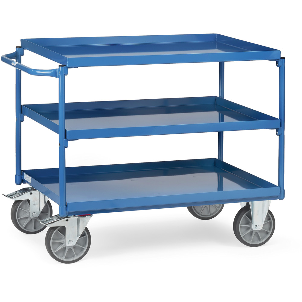 fetra® Chariot à plateaux tôlés avec rebord 4830
