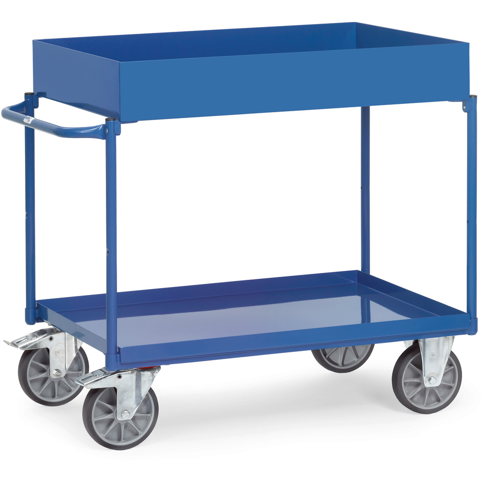 fetra® Chariot à plateaux tôlés avec rebord 4840
