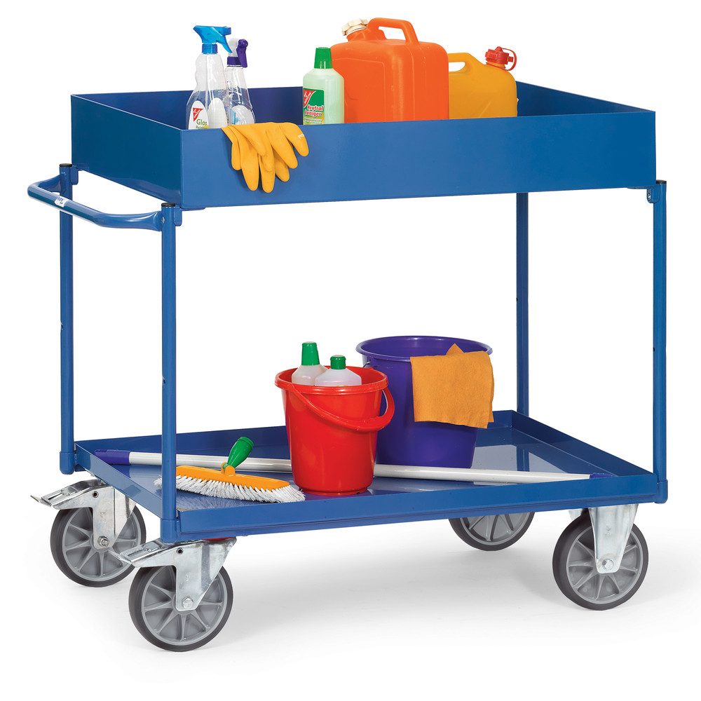 fetra® Chariot à plateaux tôlés avec rebord 4840
