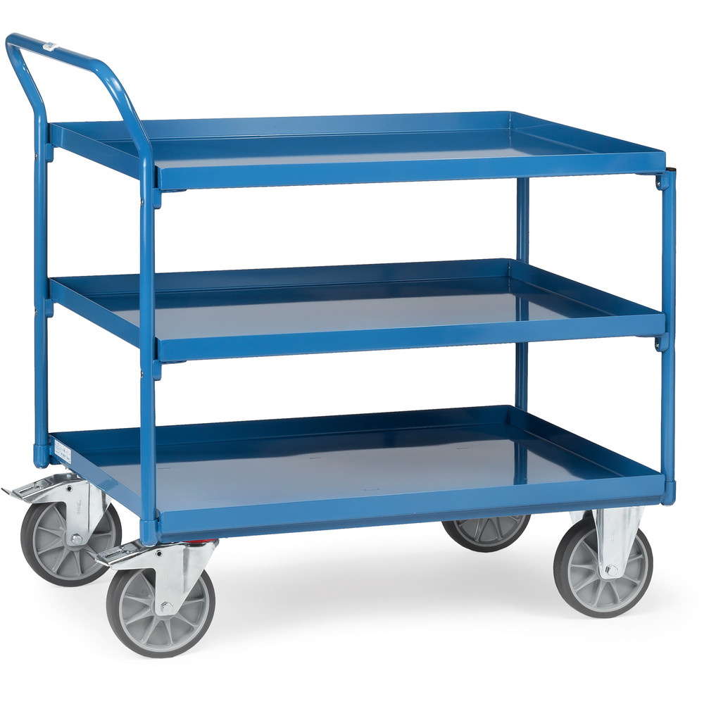 fetra® Chariot à plateaux tôlés avec rebord 4930