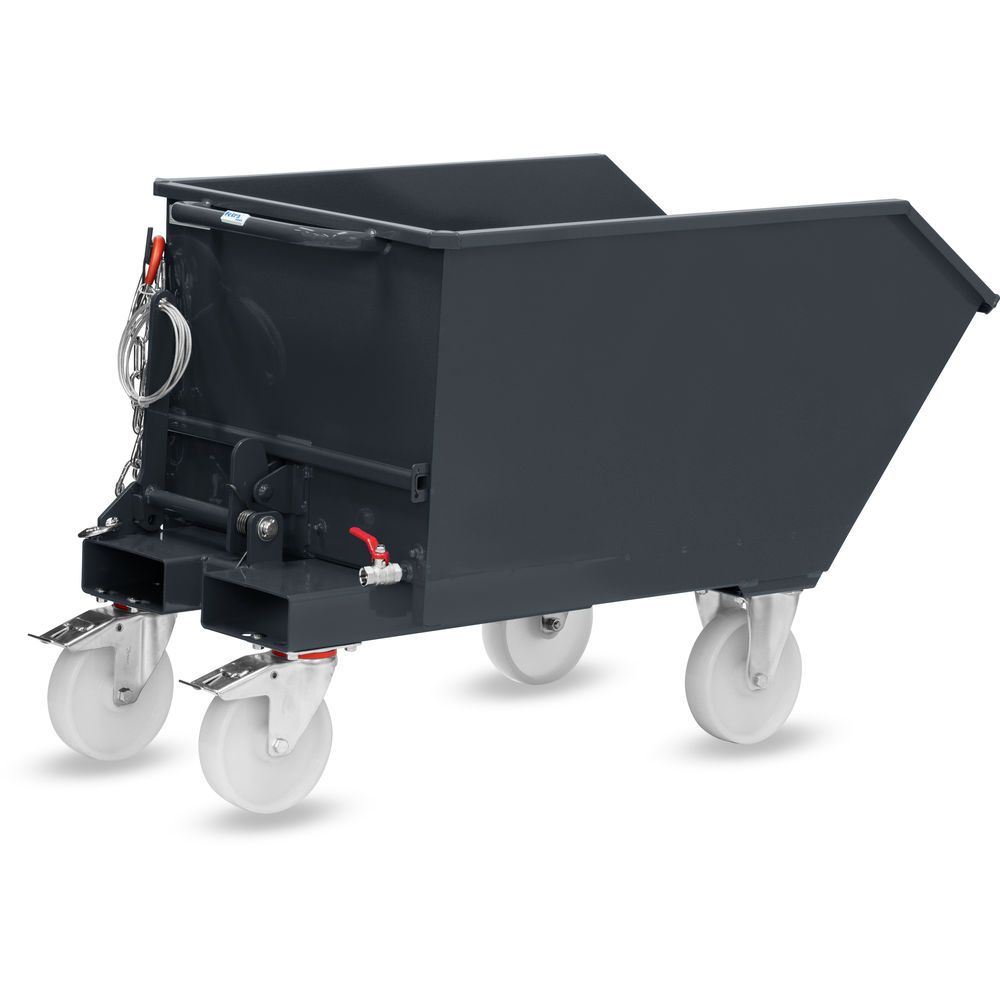 fetra® Benne basculante avec robinet de vidange et roues 6230AR-7016