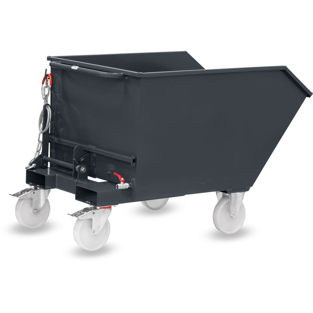 fetra® Benne basculante avec robinet de vidange et roues 6250AR-7016