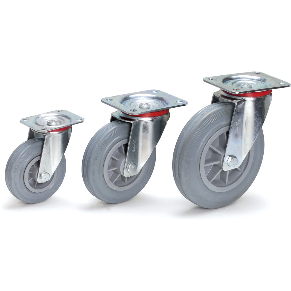 fetra® Roue pivotante à bandage caoutchouc bleu-gris 160 x 40 mm