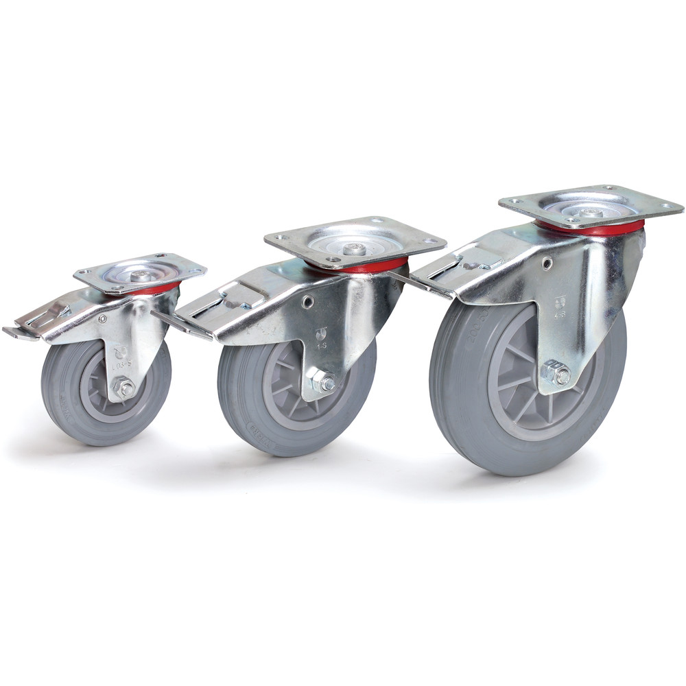 fetra® Roue pivotante avec frein à bandage caoutchouc bleu-gris 125 x 38 mm