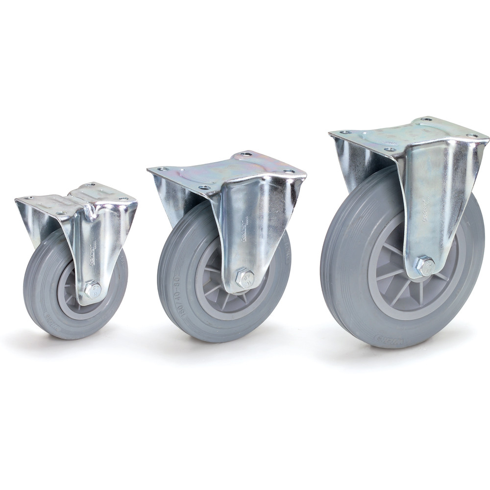 fetra® Roue fixe à bandage caoutchouc bleu-gris 160 x 40 mm
