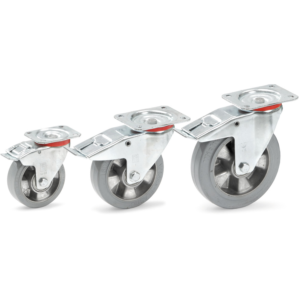 fetra® Roue pivotante avec frein à bandage caoutchouc élastique 200 x 50 mm