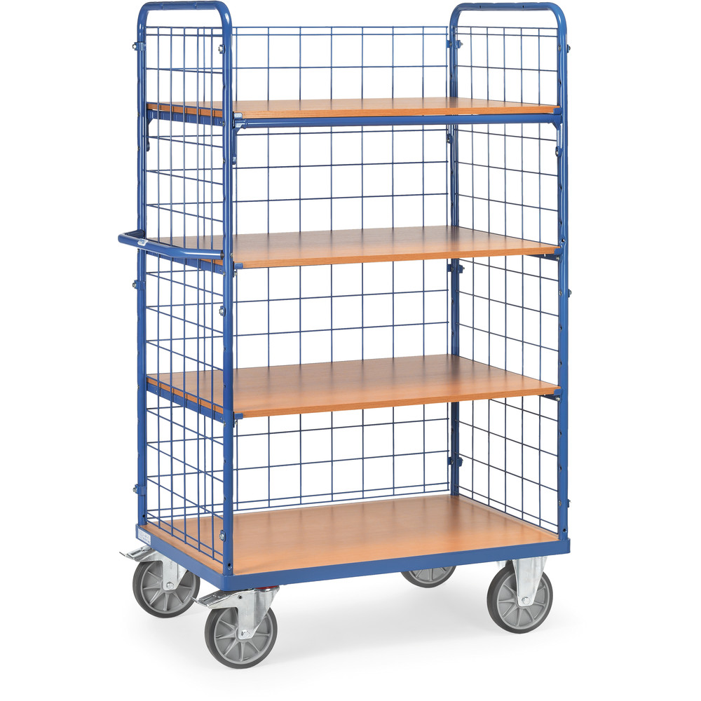 fetra® Chariot haut avec avec 1 paroi longitudinale et treillis métallique 8411-1