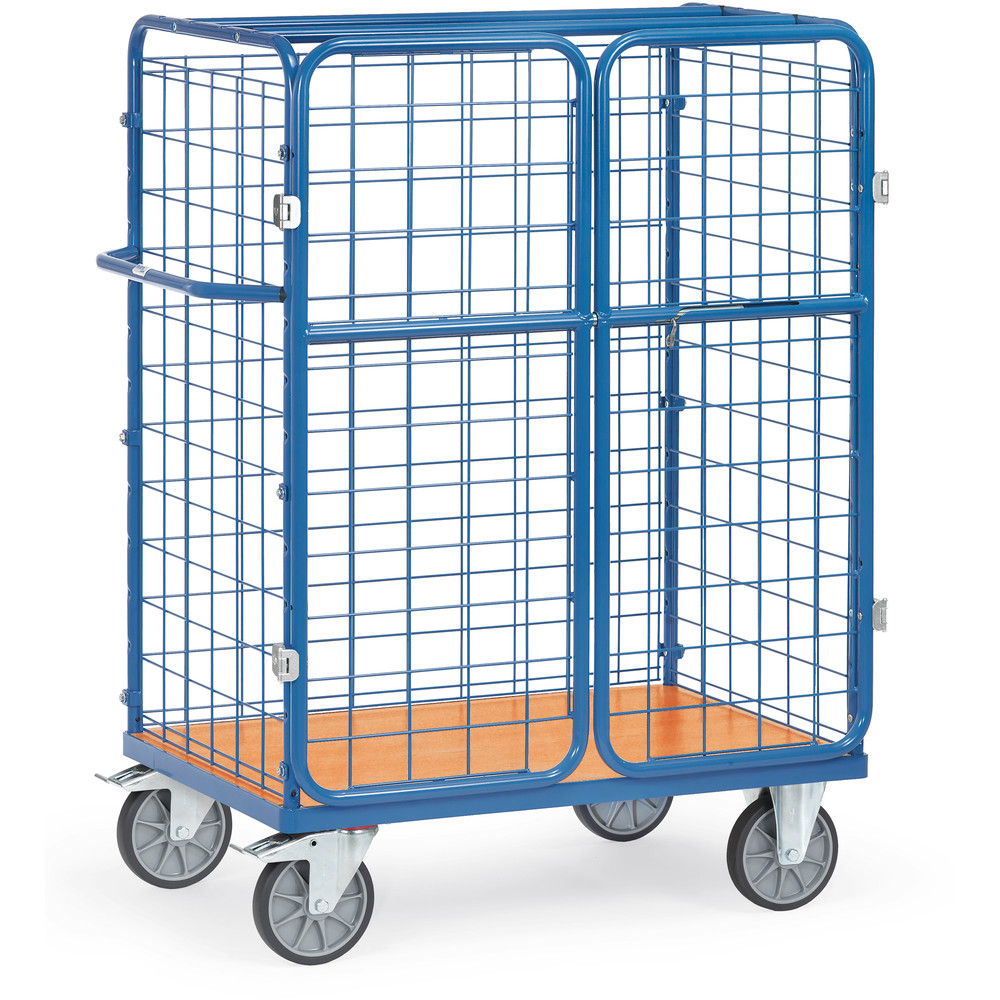 fetra® Chariot pour colis avec treillis métallique et portes battantes 8481-3